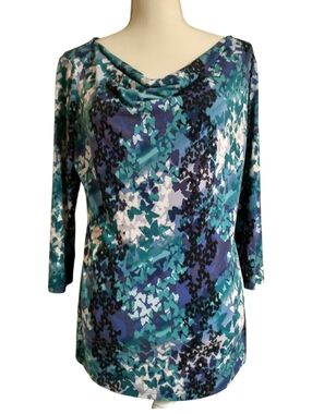 Draped Neck Multicolor Butterfly Tunic